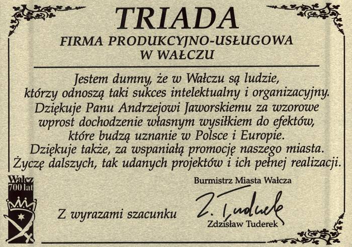 Podziękowania od Burmistrza Miasta Wałcza
