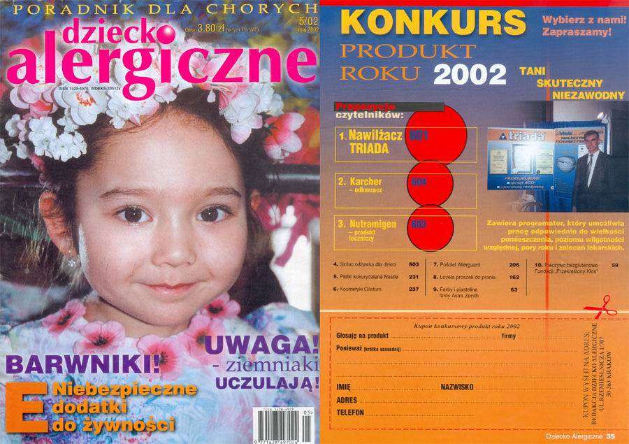 Produkt roku w konkursie czasopisma Dziecko Alergiczne, 2002